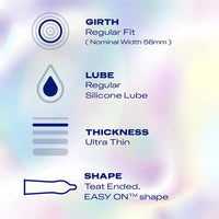 Durex Nude Regular Fit Condoms (Info 1 - girth, lube and thickness)