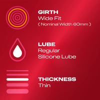 Durex Thin Feel XL Wide Fit Condoms (Info 1 - girth, lube and thickness)