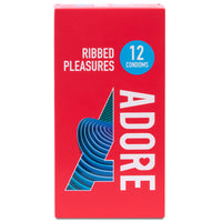Adore Ribbed Pleasures Condoms (12 Pack)