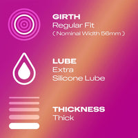 Durex Pleasure Me Ribbed & Dotted Condoms (Info 2 - girth, lube and thickness)