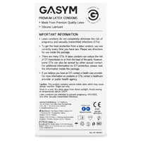 GASYM Poseidon's Wave Premium Latex Condoms (12 Pack) - Back of Packaging