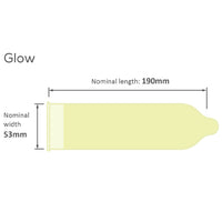 Pasante Glow Condoms (Diagram with measurements)