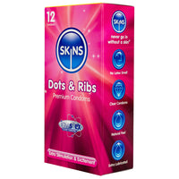 Skins Dots and Ribs Condoms (12 Pack) - Angled Packaging 1