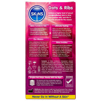 Skins Dots and Ribs Condoms (12 Pack) - Back of Packaging