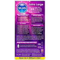 Skins Extra Large Condoms (12 Pack) - Back of Packaging