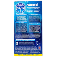 Skins Natural Condoms (12 Pack) - Back of Packaging
