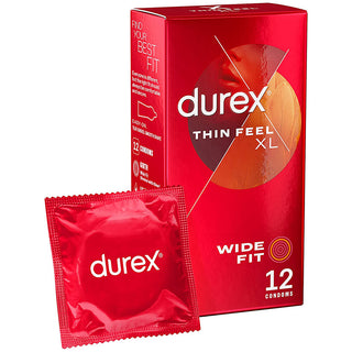 Durex Thin Feel XL Wide Fit Condoms (12 Pack) - Packaging with Foil