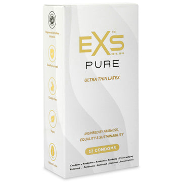 EXS Pure Ultra Thin Latex Condoms (12 Pack) - Angled Packaging