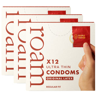 Roam Ultra Thin Condoms Original Latex (3x 12 Pack)