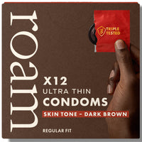 Roam Ultra Thin Condoms Skin Tone Dark Brown (12 Pack)
