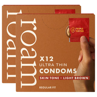 Roam Ultra Thin Condoms Skin Tone Light Brown (2x 12 Pack)