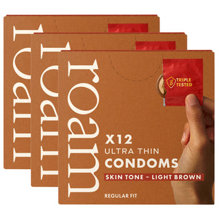 Roam Ultra Thin Condoms Skin Tone Light Brown (3x 12 Pack)