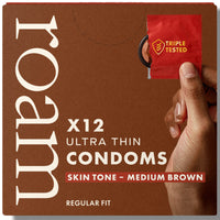Roam Ultra Thin Condoms Skin Tone Medium Brown (12 Pack)