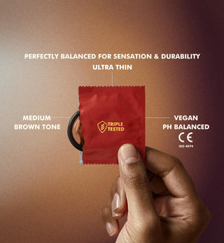 Roam Ultra Thin Condoms Skin Tone Medium Brown (Info 2 -  perfectly balanced for sensation & durability)