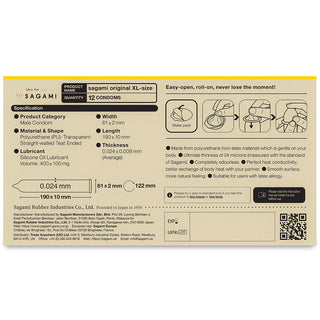 Sagami Original 0.02 Extra Large Condoms - Back (12 Pack)