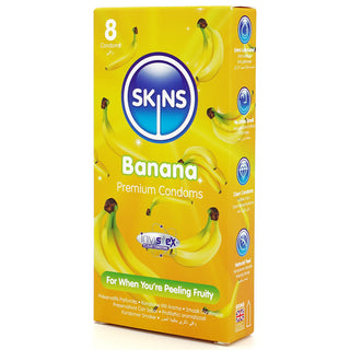 Skins Banana Condoms (Angled Shot 2) [8 Pack]