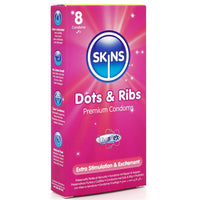 Skins Dots and Ribs Condoms (Angled Packaging Shot 1) [8 Pack]