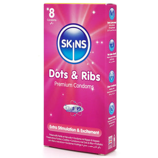 Skins Dots and Ribs Condoms (Angled Packaging Shot 2) [8 Pack]