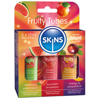 Skins Fruity Lubes (3 x 12ml Tubes) - Angled Packaging