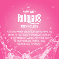 Skins Tasty Juicy Bubblegum Burst Water-Based Lubricant (Info 2 - ReAquav8 technology))