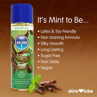 Skins Tasty Mint Chocolate Passion Water-Based Lubricant (130ml) | Condoms.uk Skins Tasty Mint Chocolate Passion Water-Based Lubricant (130ml) | Condoms.uk