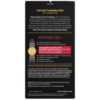 Skyn Intense Feel Non-Latex Condoms (Back of Packaging)