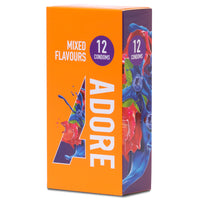 Adore Mixed Flavours Condoms (12 Pack) - Angled Packaging