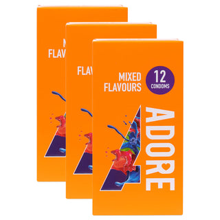 Adore Mixed Flavours Condoms (3x 12 Pack)