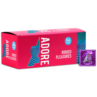 Adore Ribbed Pleasures Condoms (144 Pack)