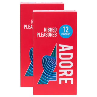 Adore Ribbed Pleasures Condoms (2x 12 Pack)