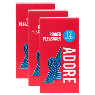 Adore Ribbed Pleasures Condoms (3x 12 Pack)