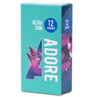 Adore Ultra Thin Condoms (12 Pack) - Angled Packaging