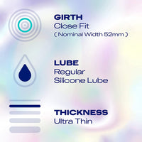 Durex Invisible Extra Sensitive Condoms (Info 2 - girth, lube and thickness)