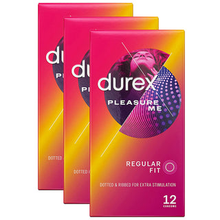 Durex Pleasure Me Ribbed & Dotted Condoms (3x 12 Pack)