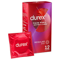 Durex Thin Feel Extra Lubricated Condoms (12 Pack) Packaging with Foil