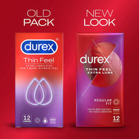 Durex Thin Feel Extra Lubricated Condoms (Info 1 - old pack versus new look)