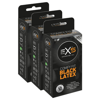 EXS Black Latex Condoms (3x 12 Pack)