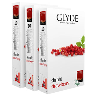 Glyde Slim Fit Strawberry Condoms (3x 10 Pack)