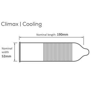 Pasante Climax Condoms - Cooling (Diagram with measurements)