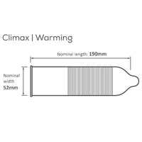 Pasante Climax Condoms - Warming (Diagram with measurements)