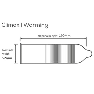 Pasante Climax Condoms - Warming (Diagram with measurements)