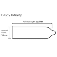 Pasante Delay Infinity Condoms (Diagram with measurements)