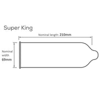 Pasante Super King Condoms (Diagram with measurements)