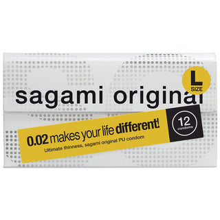 Sagami Original 0.02 Large Condoms (12 Pack) - Front of Packaging