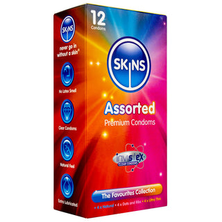 Skins Assorted Condoms (12 Pack) - Angled Packaging 1