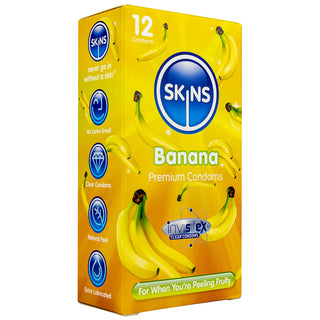 Skins Banana Condoms (12 Pack) - Angled Packaging 1