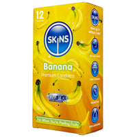 Skins Banana Condoms (12 Pack) - Angled Packaging 2