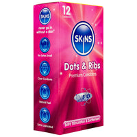 Skins Dots and Ribs Condoms (12 Pack) - Angled Packaging 2