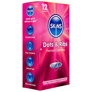 Skins Dots and Ribs Condoms (12 Pack) - Angled Packaging 2