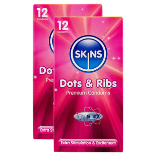 Skins Dots and Ribs Condoms (2x 12 Pack)